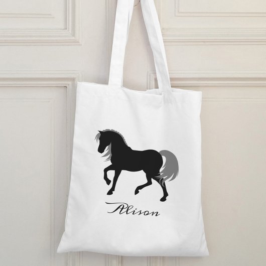 Tote Bag Silhouette animale élégante Cheval noir personnali