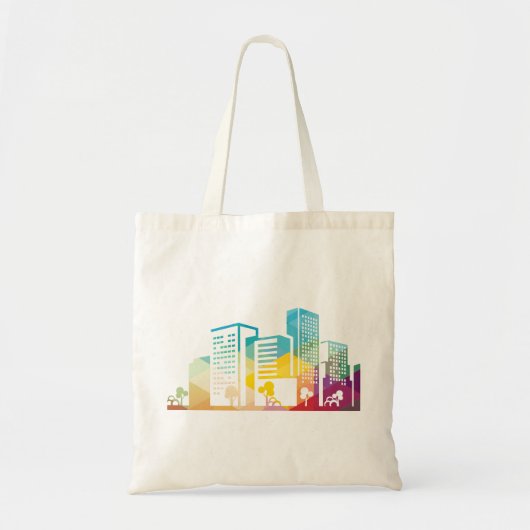 Tote Bag silhouette cityscape bâtiment icône couleur ville (Devant)