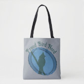 Tote Bag Silhouette d'animal bleu gris Proud Bird Nerd (Devant)
