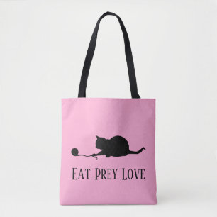 Tote Bag Silhouette de chat en jeu "Mange l'amour de la pro