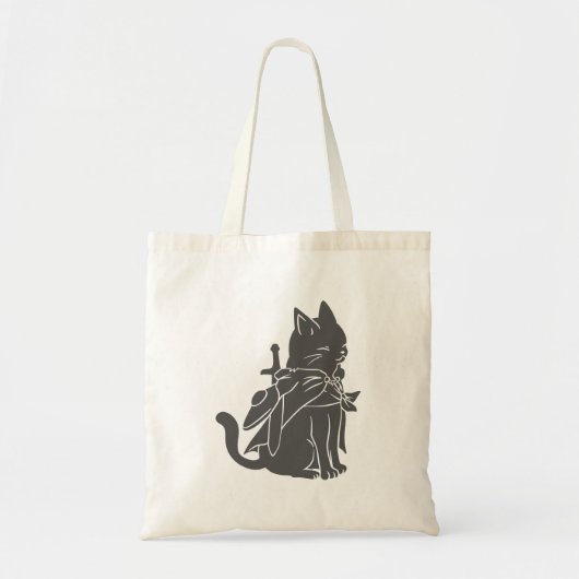 Tote Bag Silhouette de chat guerrier - Choisir la couleur a (Devant)