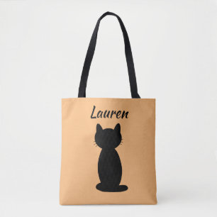 Tote Bag Silhouette de chat noir personnalisé