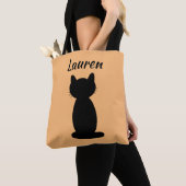 Tote Bag Silhouette de chat noir personnalisé (De près)