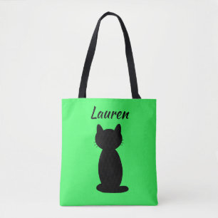Tote Bag Silhouette de chat noir personnalisée