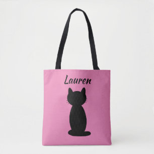 Tote Bag Silhouette de chat noir personnalisée 