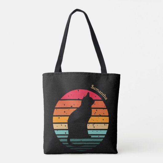 Tote Bag Silhouette de chat noir sur arc-en-ciel détendu (Dos)