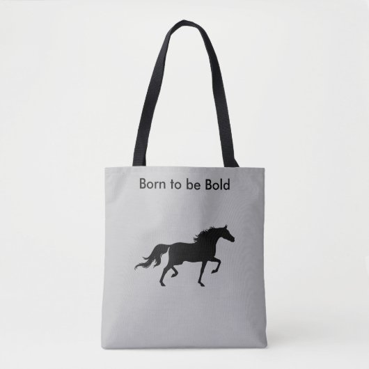 Tote Bag Silhouette de Cheval Noir Gras (Devant)