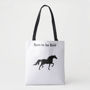 Tote Bag Silhouette de cheval noir gras sur fond blanc
