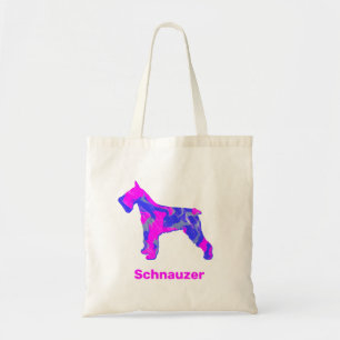 Tote Bag Silhouette de chien Schnauzer Rose Chaud Fou