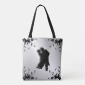 Tote Bag Silhouette de danseurs de tango 1 argent (Dos)