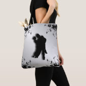Tote Bag Silhouette de danseurs de tango 1 argent (De près)