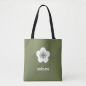 Tote Bag Silhouette de fleur de Sakura blanche - Olive (Devant)