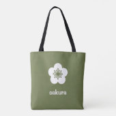 Tote Bag Silhouette de fleur de Sakura blanche - Olive (Dos)