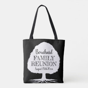 Tote Bag Silhouette de l'arbre de réunion de famille de nom