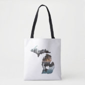Tote Bag Silhouette De L'État Du Michigan Sur Blanc (Devant)
