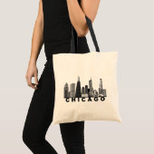Tote Bag Silhouette de l'horizon de Chicago (Devant (produit))