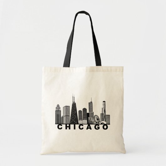 Tote Bag Silhouette de l'horizon de Chicago (Devant)
