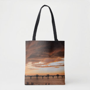 TOTE BAG SILHOUETTE DE PERSONNES SUR LA PLAGE PENDANT LE CO