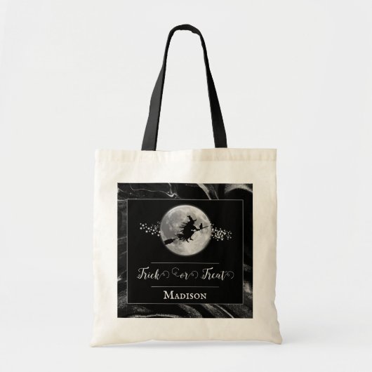 Tote Bag Silhouette de sorcière noire Halloween Trick ou Tr (Devant)