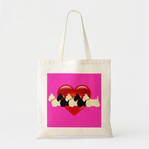 Tote Bag silhouette de terrier écossais noir et blanc en fo