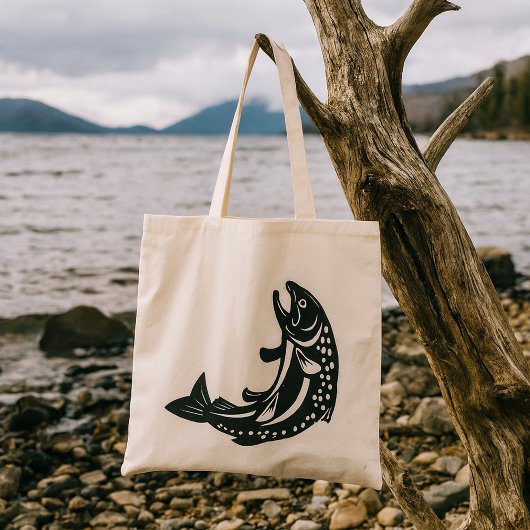Tote Bag Silhouette de truite sautante
