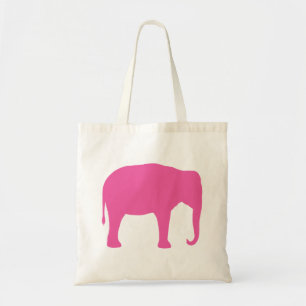 Tote Bag Silhouette d'éléphant rose chaud