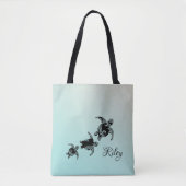 Tote Bag Silhouette des tortues marines avec nom (Devant)