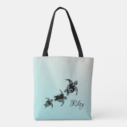 Tote Bag Silhouette des tortues marines avec nom (Dos)