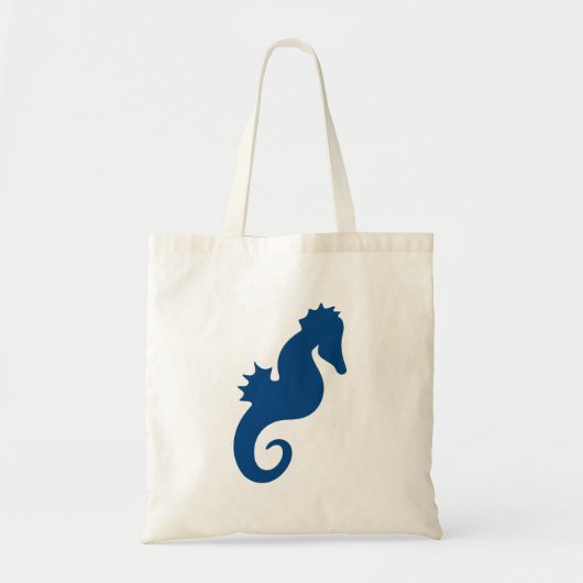 Tote Bag Silhouette d'hippocampe bleu foncé (Devant)