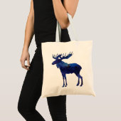 Tote Bag Silhouette d'orignal bleu (Devant (produit))