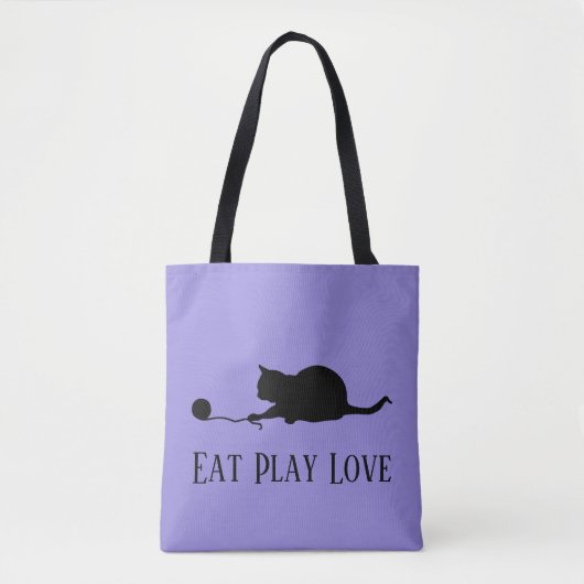 Tote Bag Silhouette du chat en jeu "Mange l'amour de la pro (Devant)