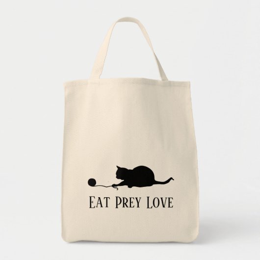Tote Bag Silhouette du chat en jeu "Mange l'amour de la pro (Devant)
