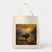 Tote Bag Silhouette du coucher de soleil de bison de buffle (Devant)