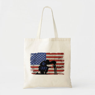 Tote Bag Silhouette du soldat à genoux et drapeau américain