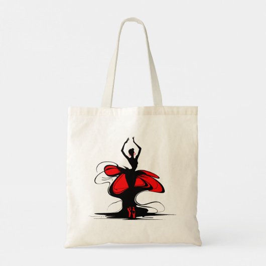 Tote Bag Silhouette d'une danseuse en chaussures rouges (Dos)