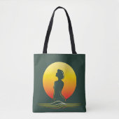 Tote Bag Silhouette féminine du coucher de soleil rétrograd (Devant)