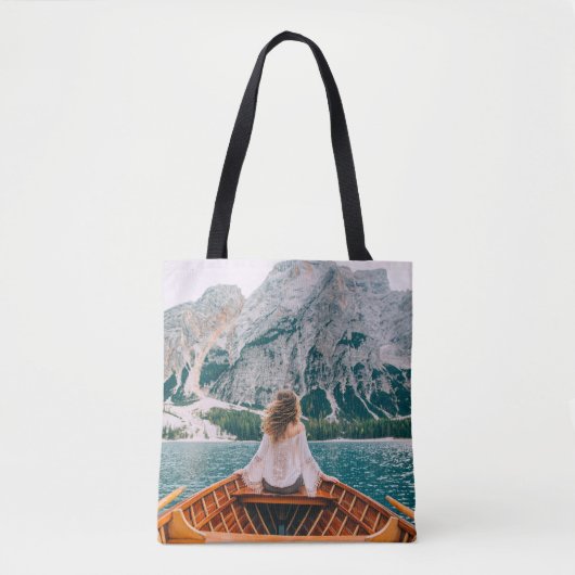 Tote Bag Silhouette Femme Lac Alpin Nature (Devant)