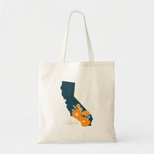 Tote Bag Silhouette florale de l'État de Californie (Devant)