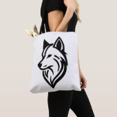 Tote Bag Silhouette minimaliste face Wolf (De près)
