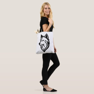Tote Bag Silhouette minimaliste face Wolf