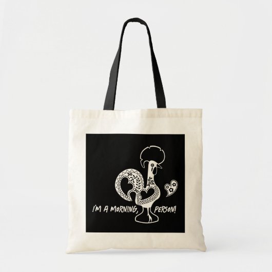 Tote Bag Silhouette Moderne du Rooster Early Riser portugai (Devant)