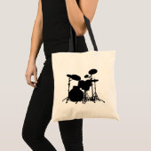 Tote Bag Silhouette noire et blanche de kit de tambour - (Devant (produit))
