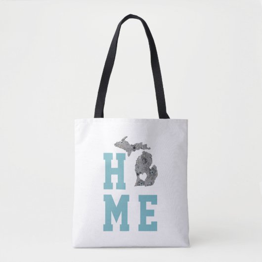 Tote Bag Silhouette remplie de fleurs du Michigan (Devant)