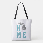 Tote Bag Silhouette remplie de fleurs du Michigan (Dos)