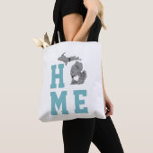 Tote Bag Silhouette remplie de fleurs du Michigan (De près)