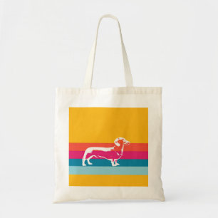 Tote Bag Silhouette rétro de teckel – Art canin pop coloré