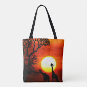 Tote Bag Silhouettes africaines de girafe de coucher du (Dos)