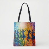 Tote Bag Silhouettes colorées dansant (Devant)