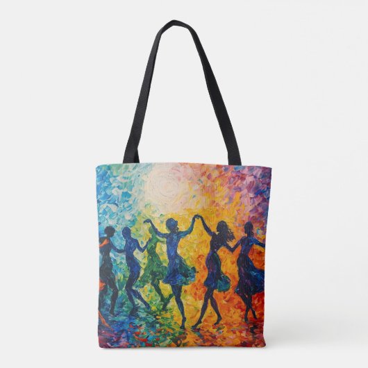 Tote Bag Silhouettes colorées dansant (Dos)