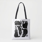 Tote Bag Silhouettes de chat noir - Design Feline mignon (Devant)